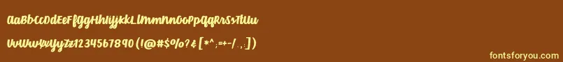 VelvetHeart Font – Yellow Fonts on Brown Background