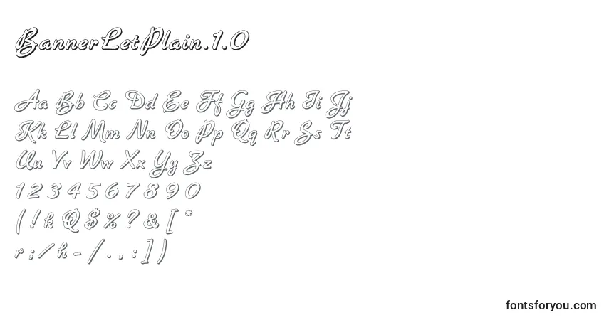 Czcionka BannerLetPlain.1.0 – alfabet, cyfry, specjalne znaki