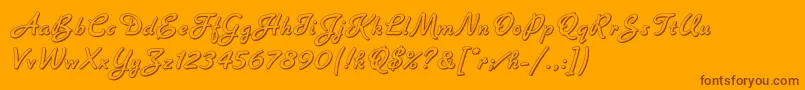 BannerLetPlain.1.0 Font – Brown Fonts on Orange Background