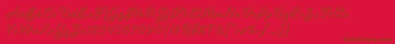 BannerLetPlain.1.0-Schriftart – Braune Schriften auf rotem Hintergrund