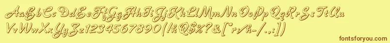 BannerLetPlain.1.0 Font – Brown Fonts on Yellow Background