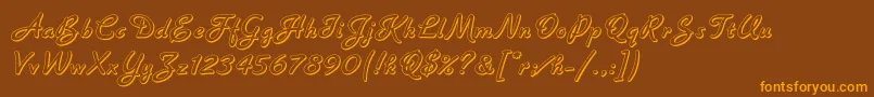 BannerLetPlain.1.0 Font – Orange Fonts on Brown Background