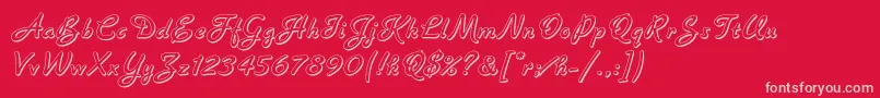 BannerLetPlain.1.0 Font – Pink Fonts on Red Background