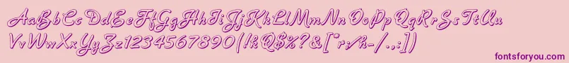 BannerLetPlain.1.0 Font – Purple Fonts on Pink Background