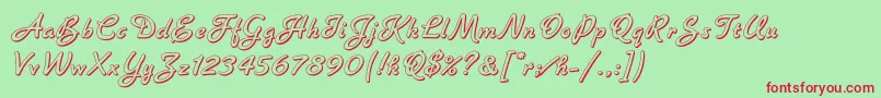 BannerLetPlain.1.0 Font – Red Fonts on Green Background