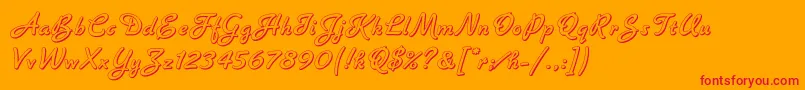 BannerLetPlain.1.0 Font – Red Fonts on Orange Background