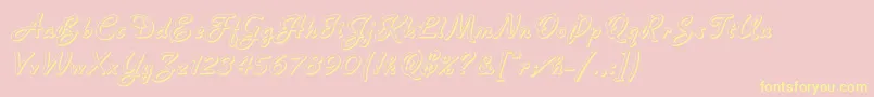 BannerLetPlain.1.0 Font – Yellow Fonts on Pink Background