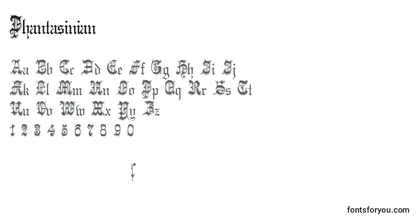 Czcionka Phantasinian – alfabet, cyfry, specjalne znaki