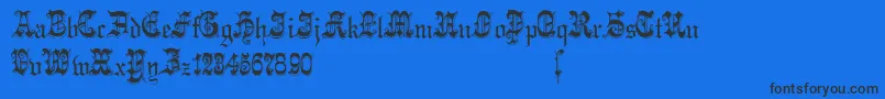 Phantasinian-Schriftart – Schwarze Schriften auf blauem Hintergrund