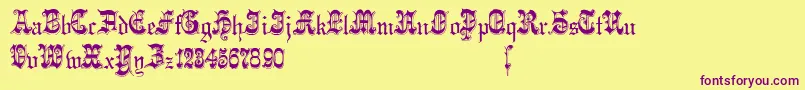 Phantasinian-Schriftart – Violette Schriften auf gelbem Hintergrund