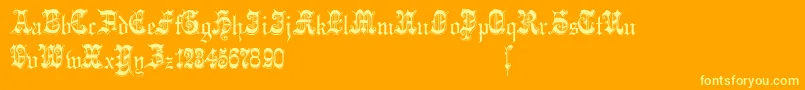 フォントPhantasinian – オレンジの背景に黄色の文字