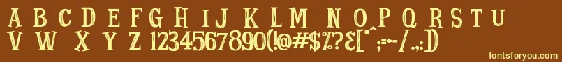 StrangeTales Font – Yellow Fonts on Brown Background