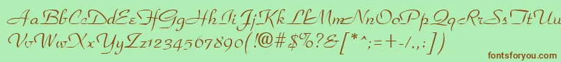 ParkplaceRegular-Schriftart – Braune Schriften auf grünem Hintergrund