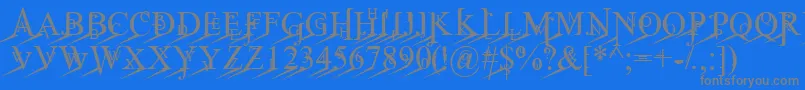JeanSpliceLoleft-Schriftart – Graue Schriften auf blauem Hintergrund