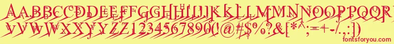 JeanSpliceLoleft Font – Red Fonts on Yellow Background