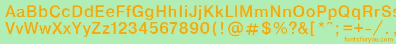 フォントEncyclopaediaPlain.001.001 – オレンジの文字が緑の背景にあります。