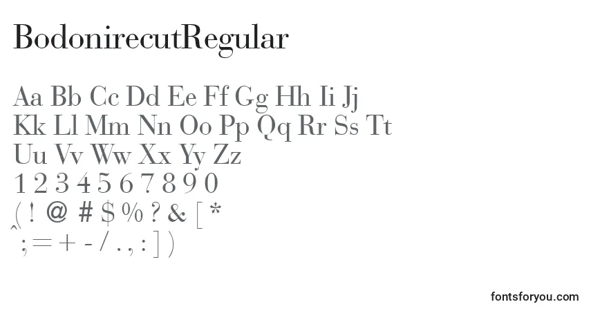 Schriftart BodonirecutRegular – Alphabet, Zahlen, spezielle Symbole