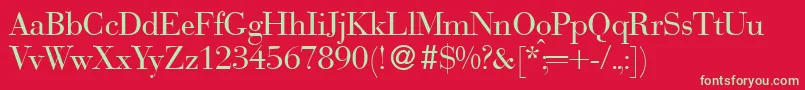 フォントBodonirecutRegular – 赤い背景に緑の文字