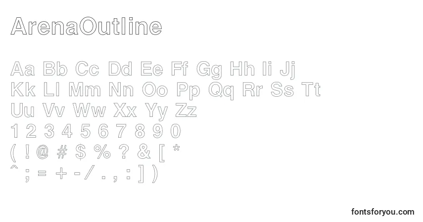 ArenaOutline-fontti – aakkoset, numerot, erikoismerkit