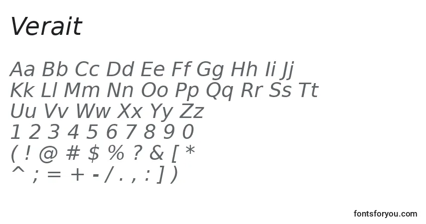 Schriftart Verait – Alphabet, Zahlen, spezielle Symbole