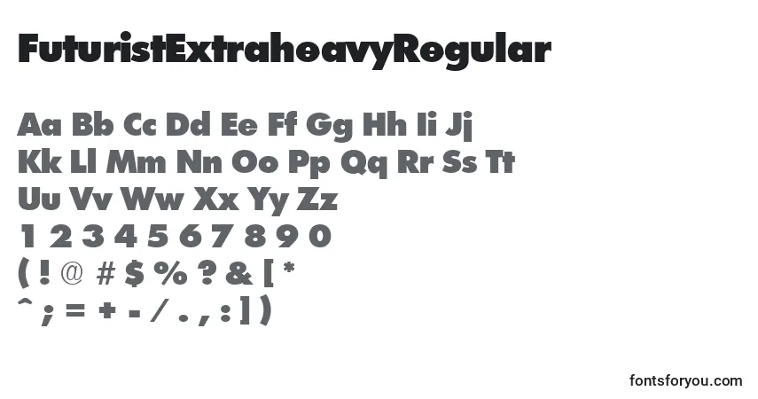 Czcionka FuturistExtraheavyRegular – alfabet, cyfry, specjalne znaki