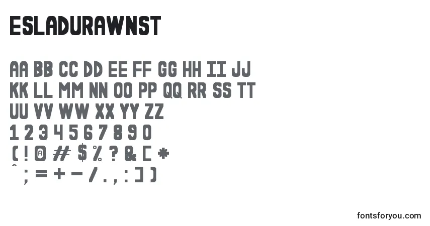 Schriftart EsLaDuraWnSt – Alphabet, Zahlen, spezielle Symbole