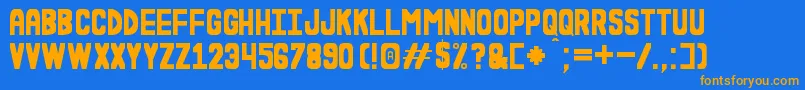 EsLaDuraWnSt-fontti – oranssit fontit sinisellä taustalla