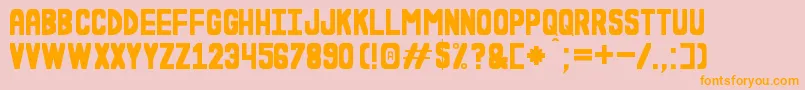 フォントEsLaDuraWnSt – オレンジの文字がピンクの背景にあります。