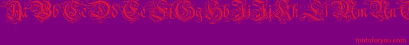 RothenburgDecorativeNormal Font – Red Fonts on Purple Background