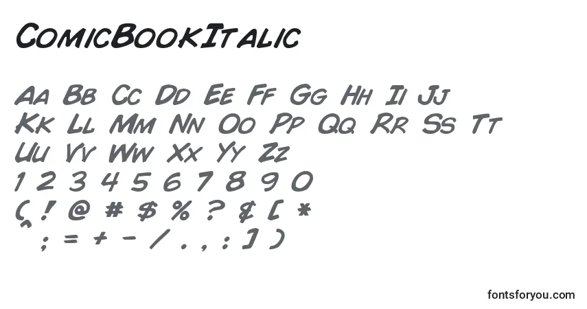 Fuente ComicBookItalic (112217) - alfabeto, números, caracteres especiales