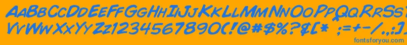ComicBookItalic Font – Blue Fonts on Orange Background