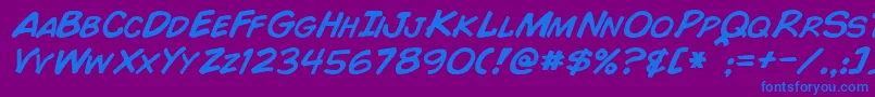 ComicBookItalic Font – Blue Fonts on Purple Background