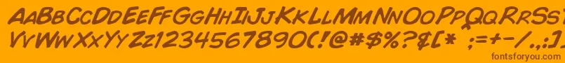 ComicBookItalic Font – Brown Fonts on Orange Background