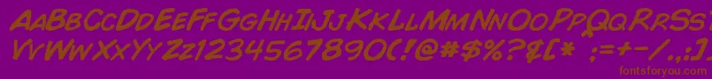 ComicBookItalic Font – Brown Fonts on Purple Background