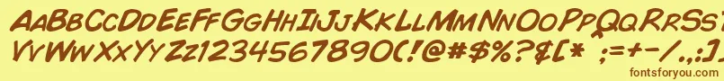 ComicBookItalic Font – Brown Fonts on Yellow Background