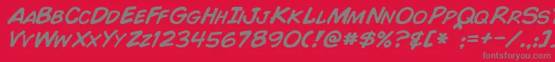 ComicBookItalic Font – Gray Fonts on Red Background