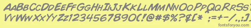 ComicBookItalic-Schriftart – Graue Schriften auf gelbem Hintergrund