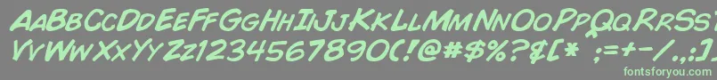 Шрифт ComicBookItalic – зелёные шрифты на сером фоне