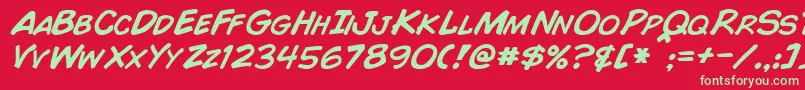 ComicBookItalic Font – Green Fonts on Red Background
