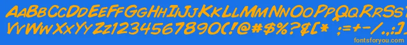 ComicBookItalic Font – Orange Fonts on Blue Background