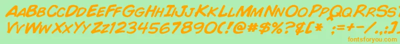 Шрифт ComicBookItalic – оранжевые шрифты на зелёном фоне