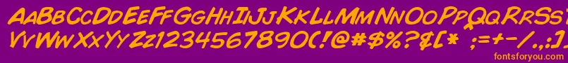 ComicBookItalic Font – Orange Fonts on Purple Background