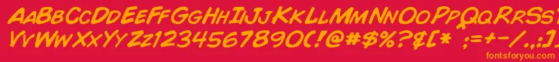 ComicBookItalic Font – Orange Fonts on Red Background