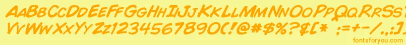 ComicBookItalic Font – Orange Fonts on Yellow Background