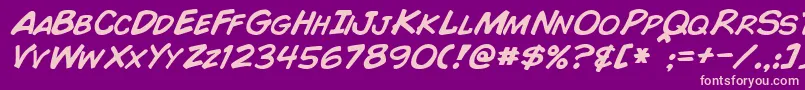 ComicBookItalic Font – Pink Fonts on Purple Background