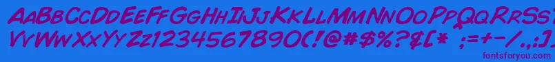 ComicBookItalic Font – Purple Fonts on Blue Background