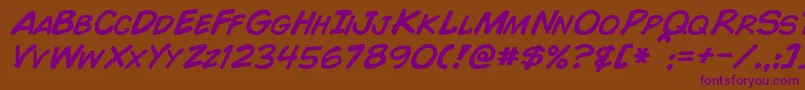ComicBookItalic Font – Purple Fonts on Brown Background