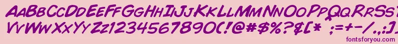 ComicBookItalic Font – Purple Fonts on Pink Background