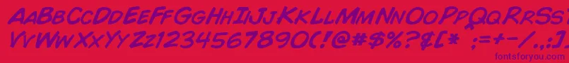 Шрифт ComicBookItalic – фиолетовые шрифты на красном фоне