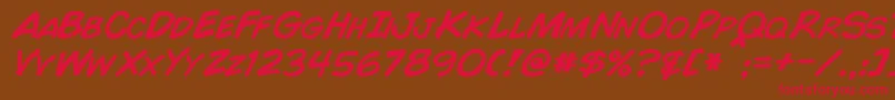 ComicBookItalic-Schriftart – Rote Schriften auf braunem Hintergrund